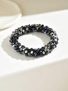 1 件女士简约彩色水晶串珠手链，适合日常佩戴