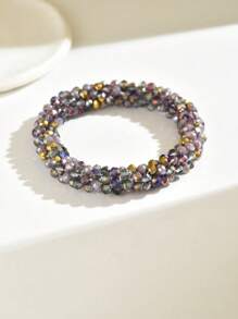 1 件女士简约彩色水晶串珠手链，适合日常佩戴