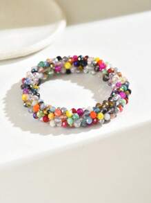 1 件女士简约彩色水晶串珠手链，适合日常佩戴