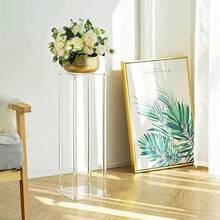 1pc Square Acrylic Flower Stand, Clear Column Vase Stand - Geometric Centerpiece For Wedding, Tabletop Flower Stand, Home Gathering, Wedding Party Decor, Wedding Stage Decoration For Silk Flower Art, Home Decor Flower Stand
