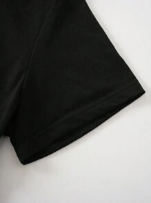 T-shirt décontracté pour femmes, col rond, imprimé de personnages de dessins animés et de lettres, manches courtes
