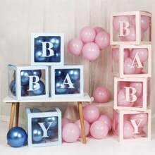 5pcs/Set Transparent Balloon Box With 27 Letters, Party Decor Background, Suitable For Birthday, Bridal, Gender Reveal, Various Celebrations - White - View 6