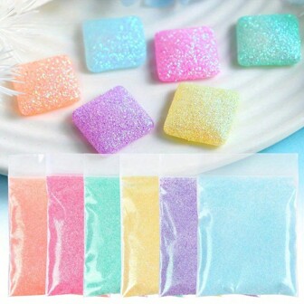 6 Bottles Macaroon Colors Shiny 0.2mm Glitter Resin Filler Material, DIY Epoxy Resin Silicone Mold Filling Powder For Jewelry, Pendant, Keychain Crafts Decoration