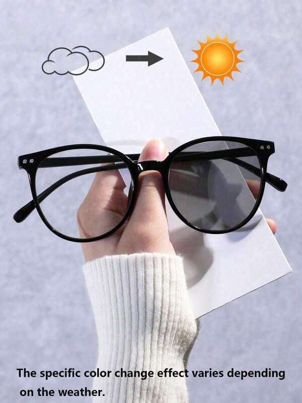 1pc Women Oval Fashion Photochromic Glasses For Stylish Daily Accessories For Summer Beach Vacation,Outdoor,Travel