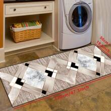 1 pièce Tapis de couloir antidérapant avec base en verre motif croix brun clair, 3 motifs diamant superposés au centre, motif quadrillé flou incrusté. Lavable en machine. Tapis pour entrée, salon, chambre, patio extérieur, jardin, décoration de maison, décoration de pièce, tapis de zone, tapisserie