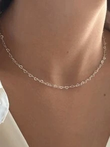 1 chiếc vòng cổ mặt trái tim phong cách tối giản, trang sức đeo hàng ngày/hẹn hò cho phụ nữ, món quà tuyệt vời cho ngày lễ tình nhân của cô ấy - dây chuyền tình yêu - Xem 2