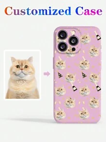Customized Fashionable & Personalized Pet Photo Cutout Graphic Phone Case, Protective Cover Compatible With Iphone 11/12/13/14/15/16 Pro Max