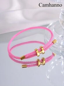 Camhanno 1 件不锈钢拉出式手链，简约时尚的日常佩戴礼物，适合男士和女士