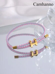 Camhanno 1 件不锈钢拉出式手链，简约时尚的日常佩戴礼物，适合男士和女士