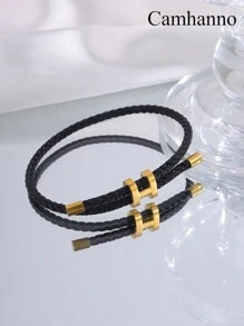 Camhanno 1 件不锈钢拉出式手链，简约时尚的日常佩戴礼物，适合男士和女士