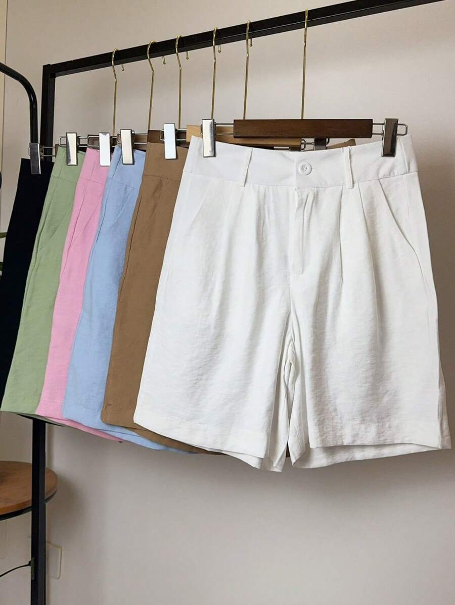 ISADORA MODA WOMEN'S LINEN BERMUDA SHORTS WITH POCKETS, ELEGANCE AND - 白色 - 查看 1