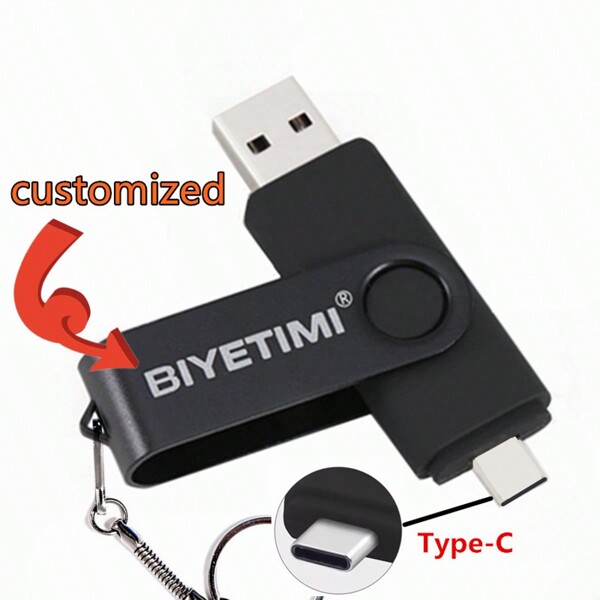Unità flash USB con stampa laser del logo, pen drive da 64 GB, tipo C, disco flash colorato da 32 GB, dispositivo di archiviazione USB ad alta velocità, chiavetta di memoria con logo personalizzato rosso
