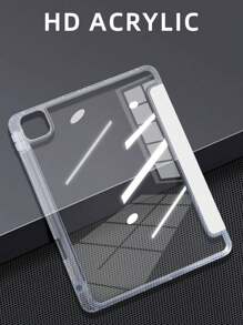 1pc Transparent Acrylic Y-Fold Flat Protective Case, White Color. Y-Fold Stand, Built-In Pen Slot, High Transparency Acrylic Back Cover Anti-Scratch Anti-Bend, Magnetic Sleep/Wake, Minimalist/Casual/Classic/Business IPad Flip Cover With Pen Slot, Compatible With IPad Mini 6/Mini 7/Air 1/Air 2/9.7/10.2/10.5/Air 4/Air 5/10th/10.9/Pro 11-Inch/Pro 12.9-Inch/Air 11-Inch (M2)-2024/Air 13-Inch (M2)-2024/Pro 11-Inch (M4)-2024/Pro 13-Inch (M4)