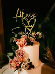 Decoración personalizada para pastel de boda con nombres de la pareja y fecha, decoración para pastel de boda Sr. y Sra., decoración para pastel de aniversario, multifuncional, ornamental, reutilizable, exquisita, elegante, de alta calidad, colorida, moderna, personalizada, única, regalo ideal para ella, novio, papá, novia, mamá, familia, amigos, salón de té, hogar, jardín, oficina, para aniversarios, para el Día de San Valentín, para el Día de la Madre, para cumpleaños, para el Día del Padre, para graduaciones, para bodas, para inauguración de casa, ambiente cálido, renovación otoñal del hogar