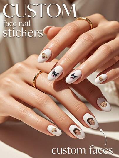 1 pieza Pegatina de uñas personalizada con foto, Calcomanías de uñas personalizadas, Calcomanías de uñas impermeables con foto personalizada, Tatuaje de uñas, Arte de uñas de moda, Calcomanías de uñas personalizadas, Pegatina de cara personalizada, Regalo de Navidad personalizado, Hoja de práctica de pegatinas de uñas, Hoja de arte de uñas DIY, 11.1*21.1cm, Regalo ideal para Navidad, cumpleaños, regalo único para amigos, regalo para ella decorativo, Letra contratada Hallazgos personalizados