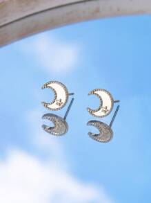 1 Pair Women Star & Moon Earrings, Suitable For Ramadan