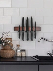 Set di 6 coltelli ACOQOOS con supporto magnetico per montare a parete, senza necessità di forare, include 5 coltelli e 1 striscia magnetica, regalo perfetto per la cucina di tutti i giorni, facile da usare