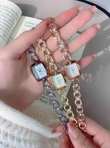 1pc Women's Vintage Oval Gold Tone Rhinestone & Zirconia Decorated Fashion Watch, Suitable For Daily Wear, Parties, Gatherings And Events