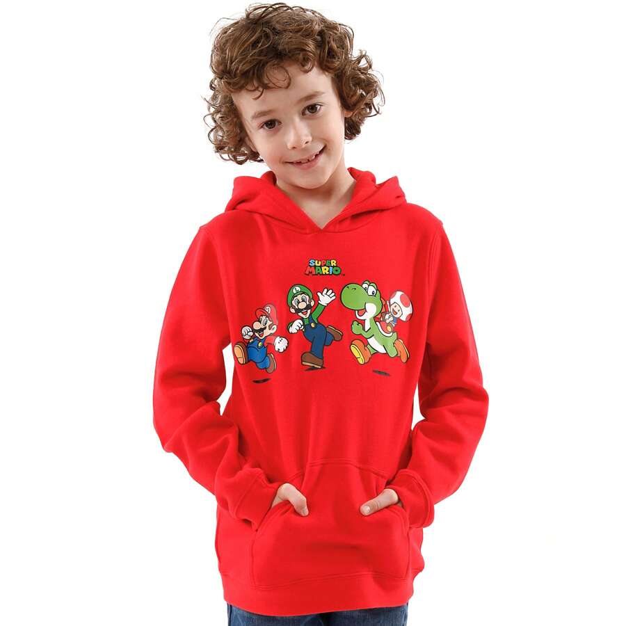 Super Mario Hoodie | Mario And Luigi Boys Hoodie | Red Hoodies | Official Merchandise