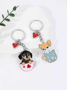 1pc Poodle Shaped Zinc Alloy Keychain Pendant, Cute & Versatile, Can Be Hung On Bags - Multicolor - View 2