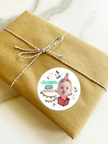 54-540 piezas Pegatinas de agradecimiento personalizadas, Etiquetas redondas personalizadas, Pegatinas de cumpleaños personalizadas, Pegatinas de caja de regalo personalizables, Pegatinas para niños, Niño - Versión de texto de foto - Ver 4