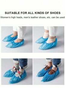 100pcs Disposable Plastic Shoe Covers, Slip Resistant Disposable Booties, Waterproof Rain Boots Covers, Mud Protection For Work Boots, Carpets, Suitable For Indoor, Office, Rainy Days, Schools, Home And Travel