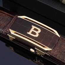 1 pieza Cinturón automático de hebilla para hombres, con textura de cocodrilo, cinturón minimalista casual para negocios, adecuado para adolescentes, casual de verano, al aire libre, deportivo, vacaciones, regalos de graduación, accesorios de cumpleaños, uso diario - Mismo estilo - Ver 6