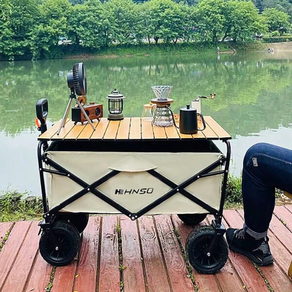 1pc Multifunctional Folding Handcart, Suitable For Camping, Gardening, Sports, And Shopping - Black Outdoor Folding Handcart, Outdoor Pet Handcart, Multifunctional Handcart Outdoor Decor