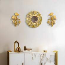 Set di 3 specchi da parete in plastica dorata creativa, decorazione da parete elegante e di lusso, senza elettricità necessaria (25 cm/9,84 pollici), ideale per soggiorno, camera da letto, ingresso, decorazione per la casa, ottimo regalo