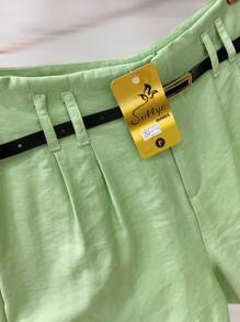 Marrant Shorts With Belt And Pocket High Waist - 薄荷綠 - 查看 4