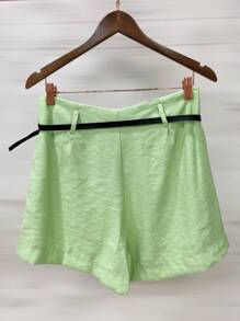 Marrant Shorts With Belt And Pocket High Waist - 薄荷綠 - 查看 2