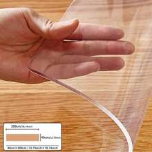 Mantel de mesa transparente de PVC, resistente al agua, a los arañazos, al aceite y al calor, película protectora para la superficie de la mesa, apta para mantel de mesa de comedor de hogar u hotel, mantel de mesa de té, 1 pieza - Transparente 1,0mm - Ver 37
