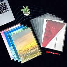 Multicolor A4 Transparent File Folders, L-Shaped Office Supply Document Sleeves, Business Report Folders, Thick Meeting Report File Protectors, 14C Document Folders, Student Exam Paper Holders, Office File Organization Set - Multicolor - View 10