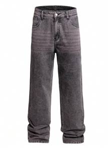 1 Stück Herren Jeans in geradem Bein Retro-Stil, verwaschen, Lässig - Mauve - Übersicht 1