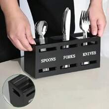 1 pezzo Portaposate in legno con 3 scomparti, portaposate di grande capacità, portaposate multifunzione, portaposate per posate, portaposate eleganti per forchette cucchiai e coltelli
