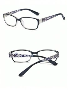 Óculos de leitura retangulares elegantes - Armação de PC ultraleve e flexível com dobradiças de mola, design ergonômico para redução da fadiga ocular, padrão de impressão clássico, almofada nasal integrada para maior conforto, perfeito para leitura, assistir TV ou uso diário