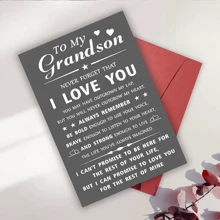 1 pieza Tarjeta de felicitación inspiradora para nieto - Recuerdo sincero para familiares, amigos y seres queridos - Tarjeta única para cumpleaños, graduación, días festivos y ocasiones especiales con un mensaje lleno de amor