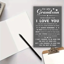 1 pieza Tarjeta de felicitación inspiradora para nieto - Recuerdo sincero para familiares, amigos y seres queridos - Tarjeta única para cumpleaños, graduación, días festivos y ocasiones especiales con un mensaje lleno de amor