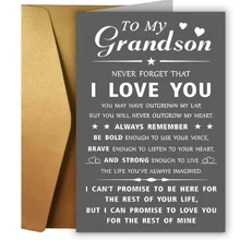 1 pieza Tarjeta de felicitación inspiradora para nieto - Recuerdo sincero para familiares, amigos y seres queridos - Tarjeta única para cumpleaños, graduación, días festivos y ocasiones especiales con un mensaje lleno de amor