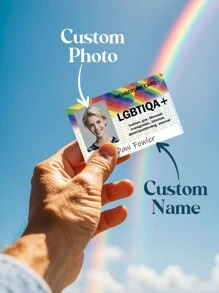 1张定制照片和姓名卡，定制照片LGBTQIA+终身会员卡 - LGBTQIA+骄傲卡，定制LGBTQIA+及其他会员卡 - 添加您自己的照片 - 个性化LGBTQIA+姓名卡，个性化新奇LGBTQIA+终身会员全息贴纸，送给朋友和同事的搞笑礼物，高级终身会员身份，玩笑表情，趣味礼物，恶搞礼物，身份证