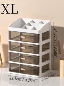 1pc Desktop Cosmetic Organizer Drawer Type Dust-Proof Storage Box For Skincare, Face Mask And Brushes. Can Be Used In Bathroom, Living Room, Bedroom And Office To Store Remote Controls, Toothpicks, Chargers, Mobile Phone Cases And Save Space.