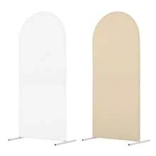 Arch Cover, Dual-Sided Color Round Top Spandex Fitted Arch Backdrop Cover With Zipper, Portable Arch Stand Cover For Birthday Party Wedding - Champagne - View 11