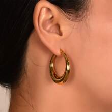 MDFUN 316L Stainless Steel Thick Earrings, Hollow Hoop Earrings, Jewelry For Men And Women