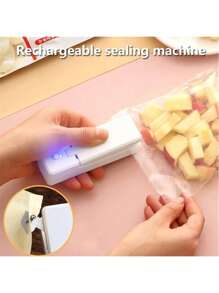 1pc Mini Impulse Sealer, USB Rechargeable Handheld Heat Sealing Machine, 2-In-1 Bag Opener And Sealer, For Plastic Bags, Snack Bags, Airtight Packaging And Food Preservation, Essential For Outdoor Picnic And Travel, 4.3 Inch X 1.3 Inch - Multicolor - View 9