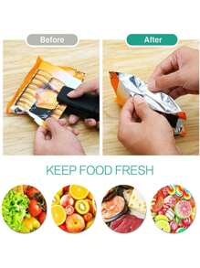 1pc Mini Impulse Sealer, USB Rechargeable Handheld Heat Sealing Machine, 2-In-1 Bag Opener And Sealer, For Plastic Bags, Snack Bags, Airtight Packaging And Food Preservation, Essential For Outdoor Picnic And Travel, 4.3 Inch X 1.3 Inch - Multicolor - View 8
