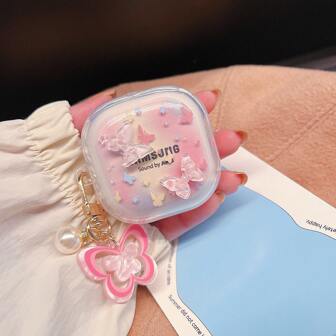 Colorful 3D Butterfly Design Protective Case Compatible With Galaxy Buds2 Pro/3 Pro Bluetooth Earphones, Transparent Soft Case With Accessories Compatible With Galaxy Buds2/3/Live/FE/Pro, Unique Cute Creative Design