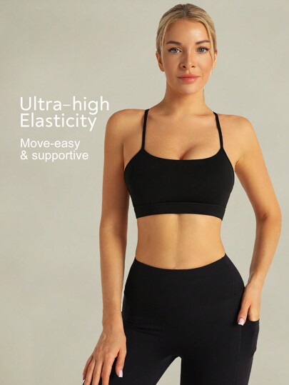 Tender Angel Women Sports BH Removable Padded One Shoulder Minimalist Cami Racerback Activewear view 5