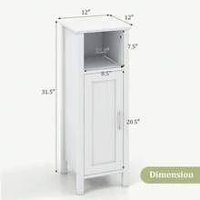 Freestanding Wooden 2-Tier Cabinet Bathroom Large Storage Organizer W/Open Shelf - White - View 4
