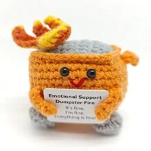 Creative Crochet Plush Gift, Cute Mini Desktop Decor, Comes With Positive Card, Room Decoration, Suitable As Encouragement Gift For Friends And Colleagues, Christmas And Halloween Gift