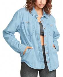 Volcom Juniors' Layer Me Cotton Shirt Jacket - 薰衣草 - 查看 2